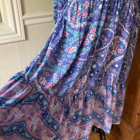 R. Vivimos Floral Paisley Print Flowly Boho V-Neck MIDI Dress Women’s 8/10 - Picture 15 of 15